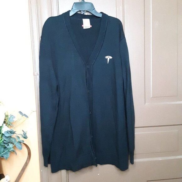 Tesla Men's size XL Black Long Sleeve Button-Down Cardigan - Picture 9 of 9